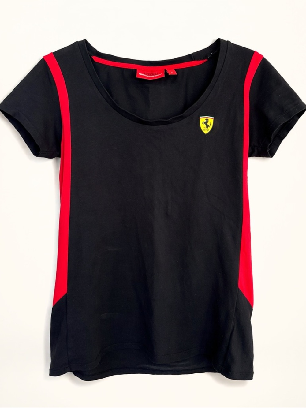 Ferrari Official Licensed Black Red Side Panel Tee Top L